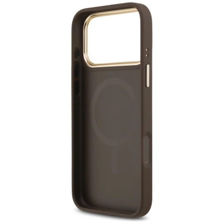 Guess Peony Hot Stamp MagSafe Case for iPhone 17 Pro Max - Brown