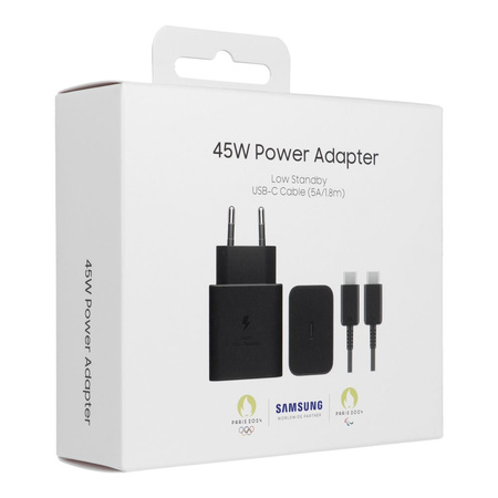 Samsung EP-T4511XBEGEU 45W 4,05A 1x USB-C Wandladegerät - Schwarz + USB-C-Kabel