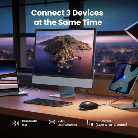 Ugreen MU103 Bluetooth 5.0 Computermaus / 2,4 GHz USB-Empfänger – Schwarz