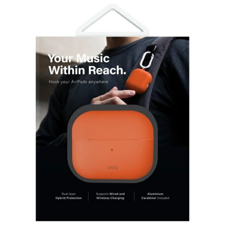 UNIQ etui Nexo AirPods 4 + Ear Hooks     Silicone pomarańczowy/volt orange