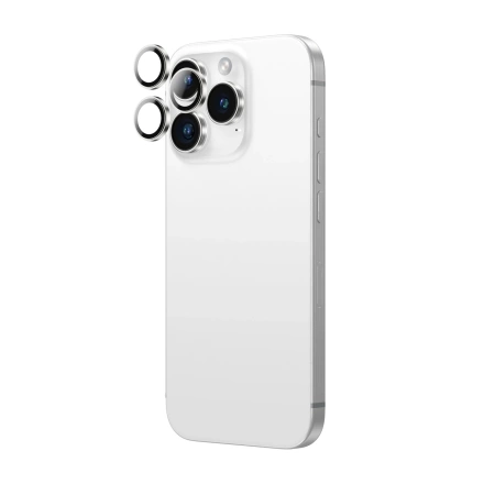 AmazingThing AR Aluminium 3-Linsen-Glas mit Kameralinsenrahmen für iPhone 16 Pro / 16 Pro Max - Silber