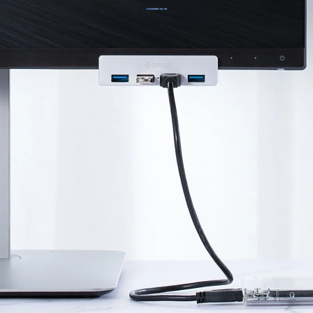 HUB 4-portowy montowany na zacisk USB-A 3.0 - srebrny