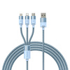 Baseus StarSpeed 1-for-3 Fast Charging Data Cable USB to M+L+C 3.5A 1.2m Blue