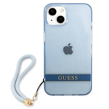 Schutzhülle IPHONE 13 Guess Hardcase Translucent Stap (GUHCP13MHTSGSB) blau