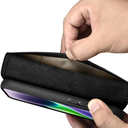 iCarer Oil Wax Wallet Case 2in1 Case iPhone 14 Leder Flip Cover Anti-RFID schwarz (WMI14220721-BK)