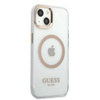 Guess GUHMP13MHTRMD iPhone 13 6.1 &quot;Gold / Gold Hartschalenetui Metal Outline Magsafe