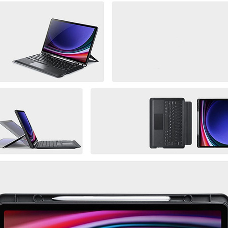 DUX DUCIS etui DK składane z podświetlaną klawiaturą bezprzewodową do SAMSUNG Tab S10 Plus/S9 Plus/S9 FE Plus czarne
