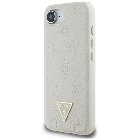 GUESS futerał do IPHONE 16e (SE 4 2025) kompatybilny z MagSafe GUHMPSE4PGBTME (Grained PU Hot Stamp Peony Triangle Logo) beżowy