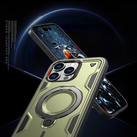 Hybrid Armor Trendige Hülle mit MagSafe für iPhone 16 Pro – Grün