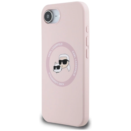 Etui Karl Lagerfeld Silicone Karl&Choupette Heads MagSafe na iPhone 16e - różowe