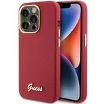 Guess Silikon Script Metal Logo &amp; Frame Hülle für iPhone 15 Pro Max – Rot