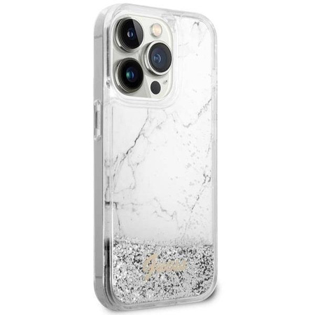 Guess GUHCP14XLCSGSGH iPhone 14 Pro Max 6.7" biały/white hardcase Liquid Glitter Marble