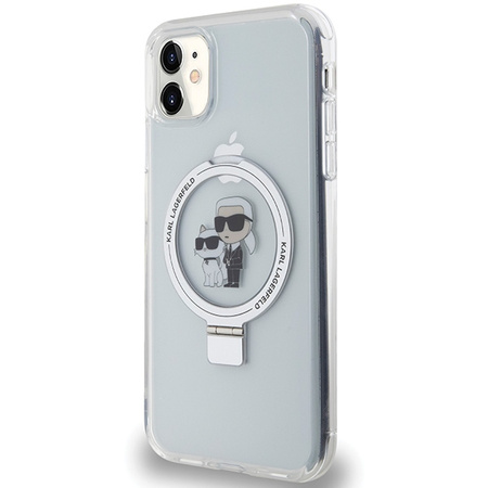 Karl Lagerfeld KLHMN61HMRSKCH iPhone 11 / Xr 6,1&quot; weiß/weiß Hardcase Ringständer Karl&amp;Choupette MagSafe