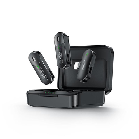 Yesido KR16 Mikrofon MEMS 2szt. na Klips Lightning, Wireless 2.4GHz, BLACK/CZARNY