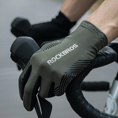 Rockbros Fahrradhandschuhe Frühling/Sommer/Herbst, Full, Größe: XL - Schwarz