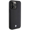 BMW Lederhülle mit Rautenmuster für iPhone 15 Pro – Schwarz