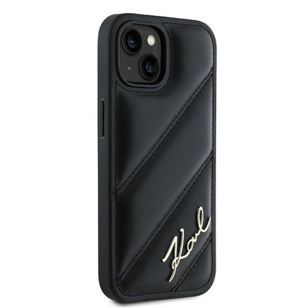 Karl Lagerfeld KLHCP14SPQDSMGK iPhone 14 / 15 / 13 6.1" czarny/black hardcase Diagonal Quilted Script