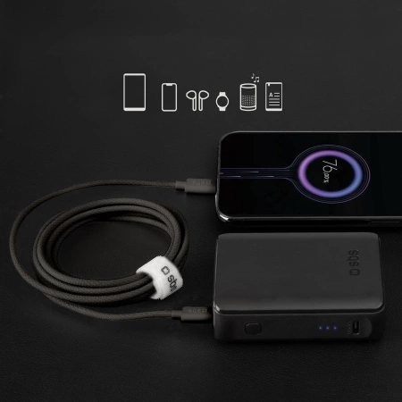 SBS TECABLETISSUETCK USB-C – USB-C-Kabel 1,5 m 60 W geflochten – Schwarz