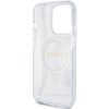 Etui Guess Ring Stand Script Glitter MagSafe na iPhone 15 Pro - przezroczyste