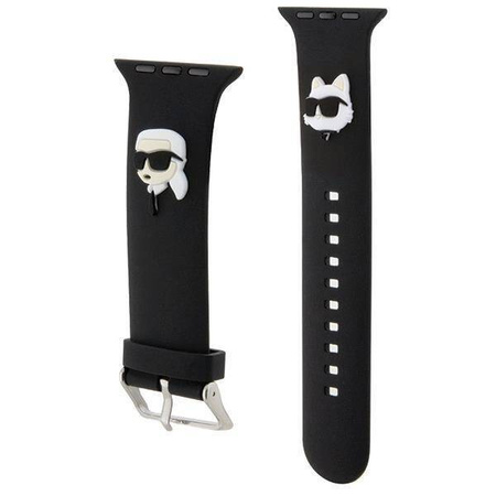 Armband für APPLE WATCH 4 / 5 / 6 / 7 / 8 / SE (38 / 40 / 41 MM) Karl Lagerfeld Strap 3D Rubber Karl&Choupette Heads (KLAWMSLKCNK) schwarz