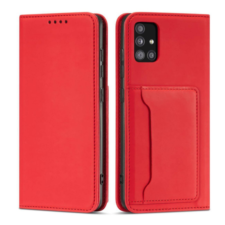 Magnetkartenetui für Samsung Galaxy A52 5G Tasche Brieftasche Kartenhalter rot