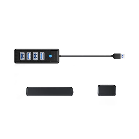 HUB 4-portowy USB-A 3.0 przewód 0,15M - czarny
