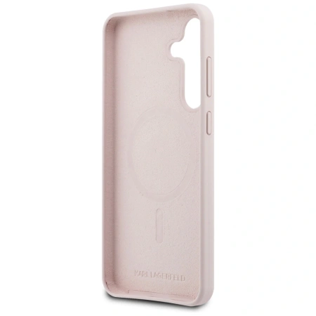 Karl Lagerfeld Silicone Karl & Choupette Heads MagSafe Case for Samsung Galaxy S25 FE - Pink