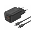 FONENG wall charger EU70 PD 20W 1xUSB-C + 1xUSB QC3.0 + cable USB-C - USB-C Black