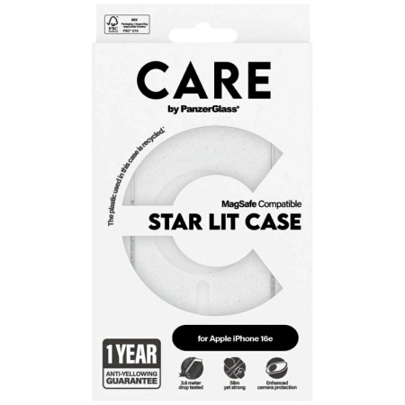 Etui CARE by PanzerGlass Flagship Urban Combat StarLight White MagSafe na iPhone 16e - przezroczyste