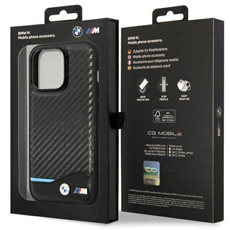 Case BMW BMHCP13L22NBCK iPhone 13 Pro / 13 6.1&quot; black/black hardcase Leather Carbon