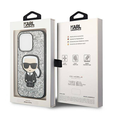 Karl Lagerfeld KLHCP14XGFKPG iPhone 14 Pro Max 6.7&quot; Hardcase silber / silber Glitter Flakes Ikonik