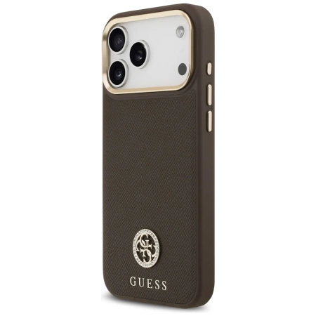 Guess Grained Strass Logo MagSafe Case für iPhone 17 Pro Max - Braun