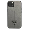 Original Case IPHONE 14 PLUS Guess Hardcase Saffianotriangle Logo (GUHCP14MPSATLG) silver
