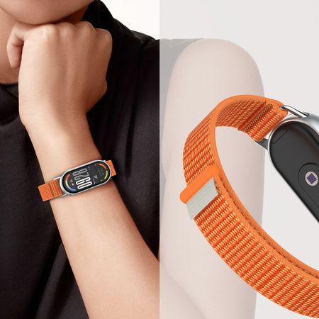 TECH-PROTECT NYLON STRIPE XIAOMI SMART BAND 8 / 9 / 10 / NFC ORANGE/GREY