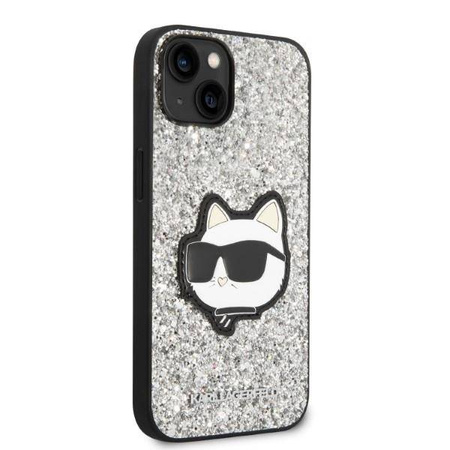 Karl Lagerfeld NFT Glitter Choupette Patch - Etui iPhone 14 Plus (srebrny)