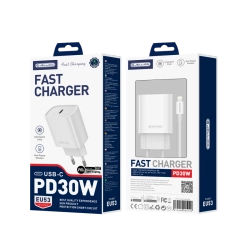 JELLICO Netz-Ladegerät EU53 PD 30W 1xUSB-C + Kabel USB-C - Lightning weiss