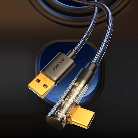 Joyroom USB C Kabel gewinkelt - USB für Schnellladung und Datenübertragung 3A 1,2 m schwarz (S-UC027A6)