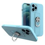 Ring Case silicone case with finger grip and stand for iPhone 11 Pro light blue