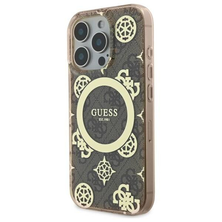Original Case IPHONE 16 PRO MAX Guess Hardcase IML Peony On 4G Background MagSafe (GUHMP16XH4PYEEW) brown