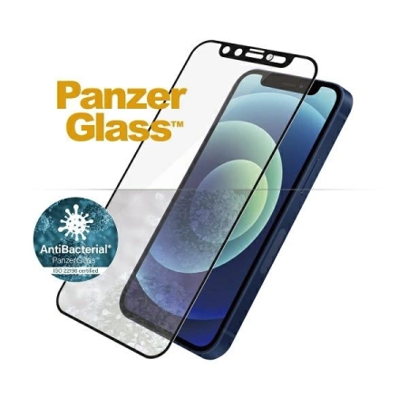 PanzerGlass E2E Microfracture Antibacterial Glass with Swarovsky Crystal Camera Cover for iPhone 12 mini - with Black Frame
