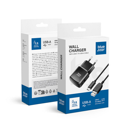 Ładowarka Sieciowa Uniwersalna z Odpinanym Kablem USB typ C 2A Blue Star