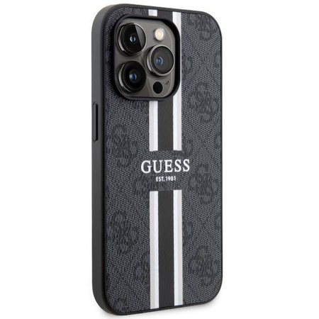 Guess GUHMP14XP4RPSK iPhone 14 Pro Max 6,7&quot; schwarz/schwarzes Hardcase 4G bedruckte Streifen MagSafe