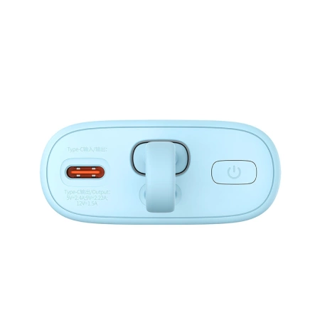 Baseus Popsicle 5200 mAh 20 W Powerbank mit integriertem Lightning Kabel (+ weißes Baseus Simple USB-C – USB-C 60 W/20 V/3 A/30 cm Kabel) – blau-orange