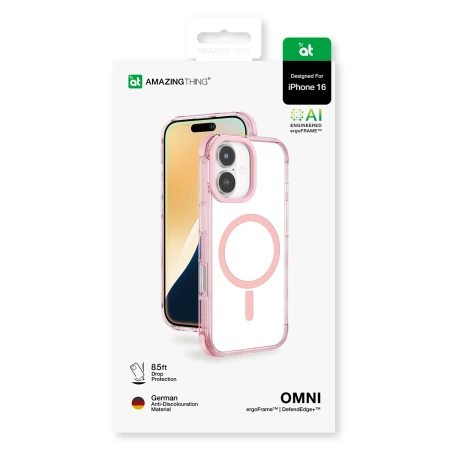Etui silikonowe AMAZINGTHING Omni Mag Case do iPhone 16 - ciemnoróżowe