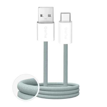 Kabel Puro Fabrik 2.0 10W USB-A - USB-C w oplocie 1,5 m - zielony