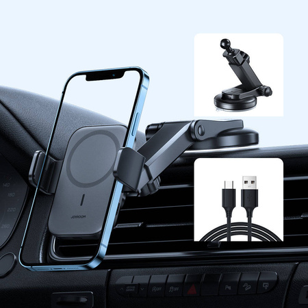 Joyroom samochodowy uchwyt magnetyczny bezprzewodowa indukcyjna ładowarka Qi 15W (kompatybilna z MagSafe do iPhone) na deskę rozdzielczą (JR-ZS295)