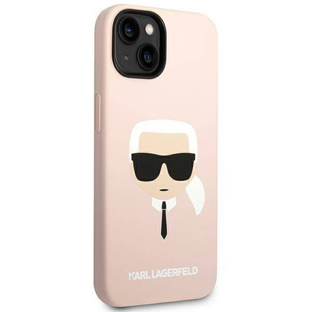 Original Case IPHONE 14 Karl Lagerfeld Harcase Silicone Karl's Head Magsafe light pink