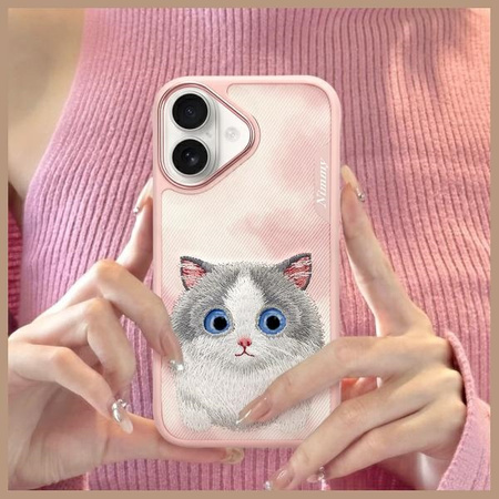 Nimmy etui iPhone 16 6.1 różowy/pink Big  Eyed Pet 2.0 Cat