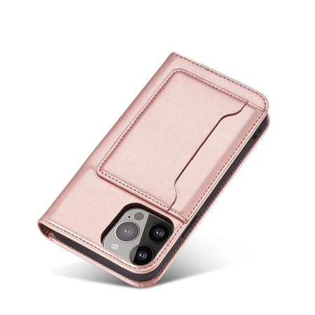 Magnet Card Case case for iPhone 14 Pro Max flip cover wallet stand pink