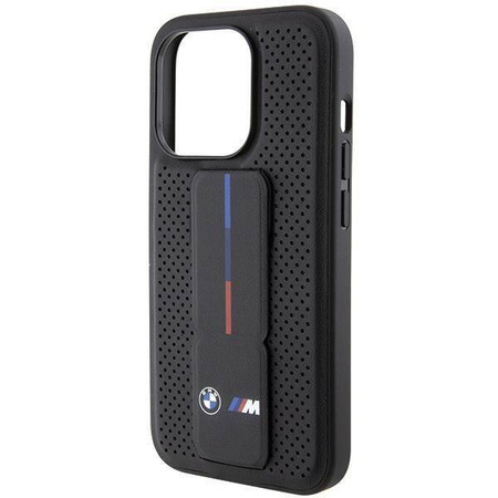 Etui BMW Grip Stand Smooth & Perforated na iPhone 15 Pro - czarne